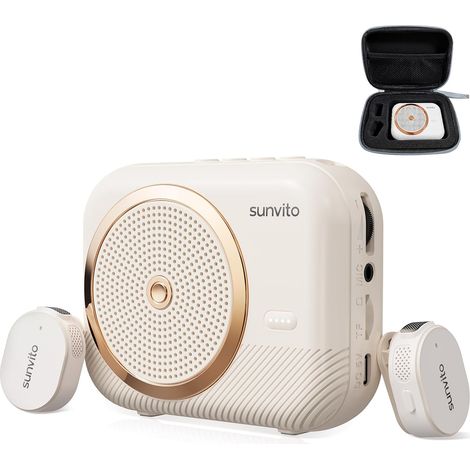 Amplificateur de Voix Bluetooth Portable, Mini Amplificateur Rechargeable avec 2 Microphones Cravate sans Fil, Adapté aux Casques Audio, pour Les Enseignants(Deux micros) (1/5)