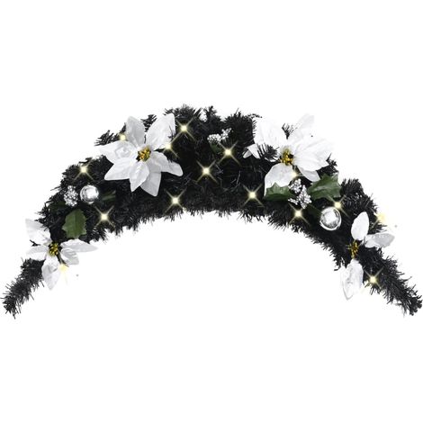 Weihnachts-Türbogen mit LED-Lichtern Schwarz 90 cm PVC