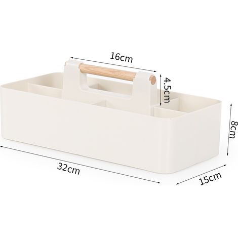 Organiseur Boîte de Rangement Salle de Bain blanc 32x15x8cm (1/5)