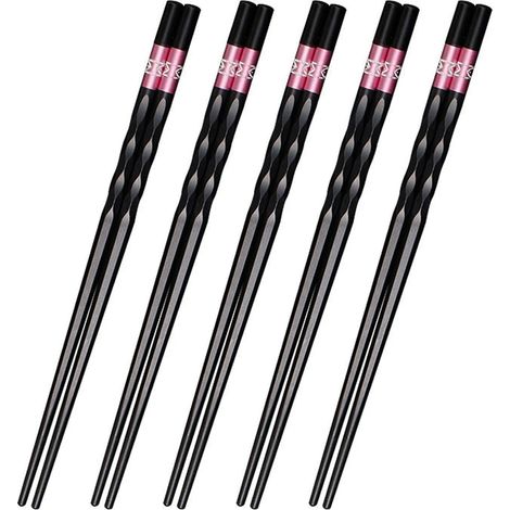 Baguettes créatives en alliage, simples et antidérapantes, style chinois/japonais, ensemble de 5 paires pour toute la famille (1/5)