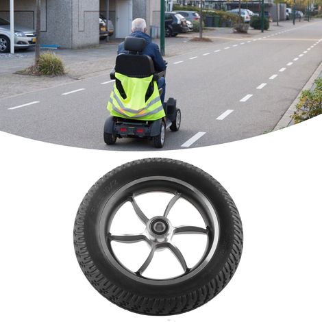 Fauteuil roulant électrique de 10 pouces avec roues en alliage d'aluminium, roues avant pleines, roulements 6001, alésage de roulement de 12 mm, pneus 10x2 (pas de gonflage requis). (1/5)