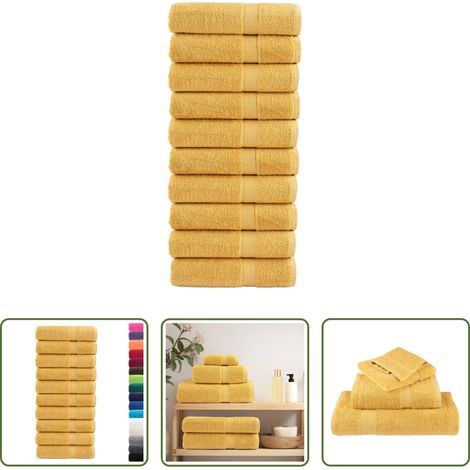 Duschhandtuch - Premium Duschtücher SOLUND 10 Stk. Gold 70x140 cm 600 g/m² (1/5)
