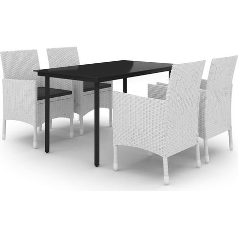 Maison Exclusive - Ensemble à manger de jardin coussins 5 pcs Résine tressée Verre
