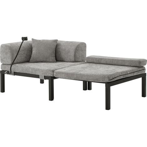 Sofá cama individual plegable extraíble de terciopelo gris claro 176 x 81 x 64 cm MODENUIT (1/5)