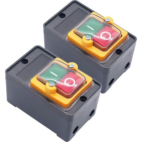 Lot de 2 interrupteurs à bouton-poussoir KAO-5 étanches marche/arrêt 10 A AC 380 V (1/5)