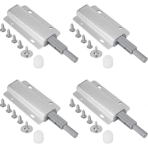 4er-Pack magnetische Türverschlüsse, Türöffner mit Druckknopf, magnetisches Türschloss mit Druckknopf (silber) (1/4)