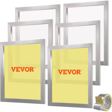VEVOR 6 Stk. Aluminiumlegierung Siebrahmen Siebdruckpresse 50,8 x 61 cm, Siebdruckmaschine Zubehör 305 Mesh, Säureresistenz & nicht Verformbar für Kissenbezügen, Stoffen, Papier, Kopierpapier usw.