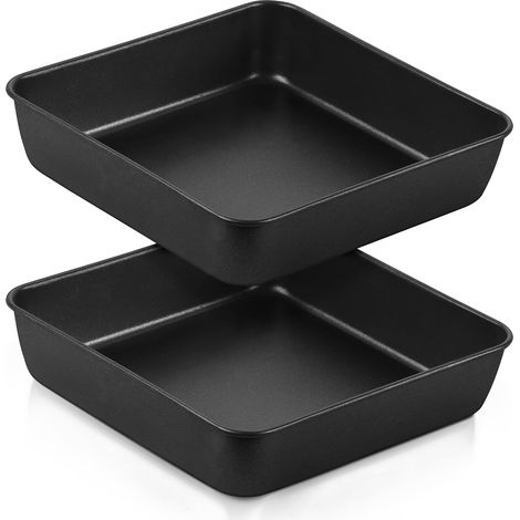 Lot de 2 Moule carré, Acier inoxydable, 21cm, Anti-adhésif, Pour lasagnes et gâteaux, Cuisson four (1/5)