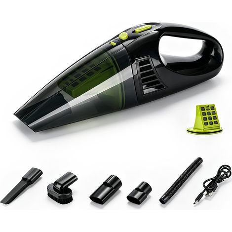 Aspirateur à main sans fil (Noir) – Puissance d'aspiration de 4500 Pa – Usage humide et sec avec filtre lavable – Réservoir à poussière anti-retour – Idéal pour l'intérieur de la voiture et la maison (1/5)