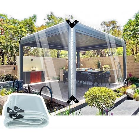 Transparente Plane mit Ösen, 0,35 mm dick, Mehrzweck-PVC, wasser- und staubdicht, für Pool, Garten, Auto, Möbel und Terrasse. (H: 2 m, B: 3 m, 400 g/m²) (1/5)