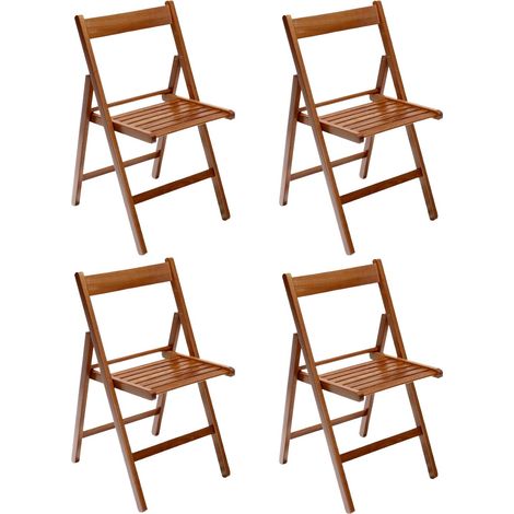 Marvin Sedia in Legno Pieghevole Birreria Colorata Interno o Esterno Salvaspazio Richiudibile da Campeggio Giardino Cucina Legno Massello Di Faggio Noce - 4 Sedie
