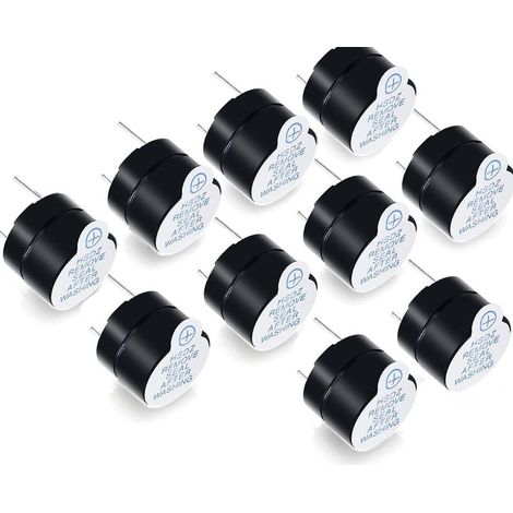 10 black electronic buzzers, active 5V DC buzzers, long-lasting piezoelectric electronic buzzers (1/4)