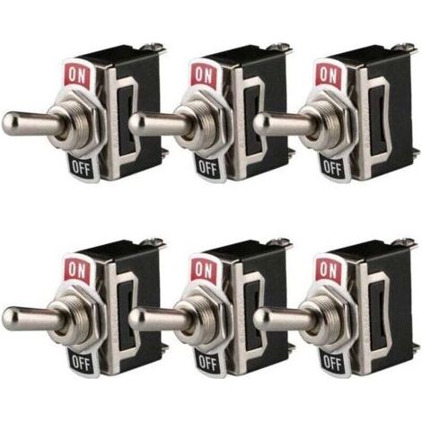 Interrupteur à Bascule 12V-24V-48V-110V/10A, 220V-230V/6A, SPST ON/OFF 2 Positions 2 Broches, pour Voiture Tableau de Bord Lumière (Pack de 6, Noir) (1/4)