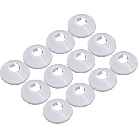 12 Pcs Pipe Cover, Plumbing Pipe Cover Radiator Clamp, Radiator Sleeve for Pipe, Round White Rosette, 15 mm Diameter (White) (1/5)