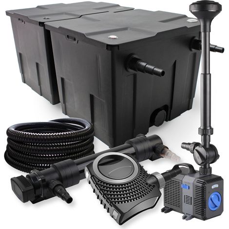 Wiltec – Kit complet filtre de bassin CBF-350B jusqu'à 60000 L – Pompe NEO-10000 10000 l/h 80W – Lampe UV CUV-636 36W – Tuyau 25 m - CTP-5003