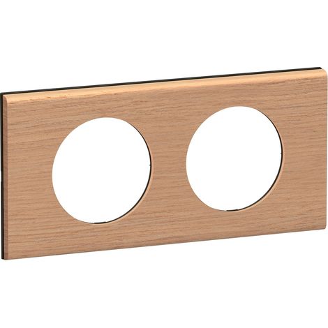 Legrand – Plaque Céliane 2 postes finition chêne – Installation corrigée jusqu'à 2,25 mm – Compatible anciens mécanismes – Gamme élégante en bois