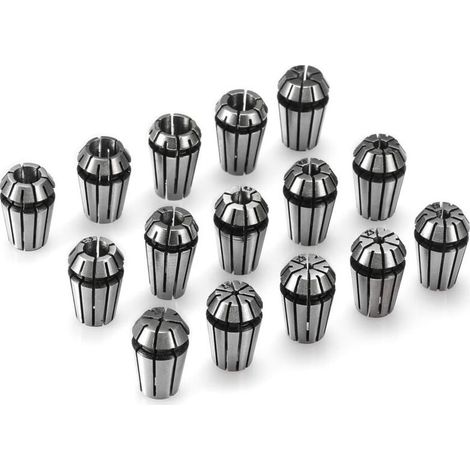 15PCS ER11 Jeu de pinces de serrage à ressort de précision pour tour de fraisage de gravure CNC, 1.0mm-7.0mm & 1/4", 1/8 (1/5)