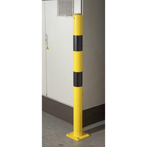 Mottez – Poteau de sécurité Ø 89mm H : 120cm – B351SD89H120 – Épaisseur 3,2mm en acier – Platine 180x180mm pour chocs importants