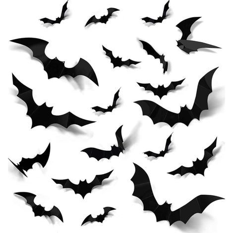 96Pcs 3D Scary Bat Stickers 4 Different Sizes Bat Window Wall Door Home Outdoor Indoor Halloween Party Decorations (1/5)