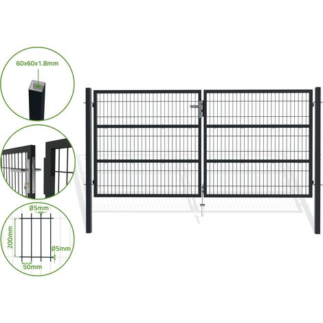 Portail battant grillagé RAZO 300x140cm GRIS