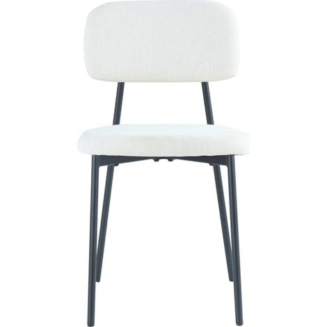 Lot 4 chaises salle à manger tissu beige pieds métal noir 44x43x80 cm AZRA