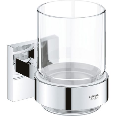 GROHE QuickFix - Start Cube - Cristal con soporte - Acabado cromado 41097000 (atornillar o pegar)
