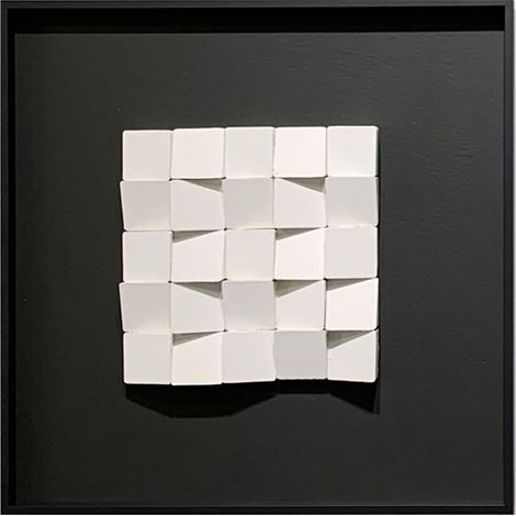 IZIA Tableau peinture à l'huile relief carré cadre aluminium noir - 50x50 cm (1/5)