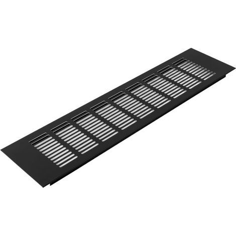 Grille de ventilation noire 50 x 400 mm, 1 grille décorative en alliage d'aluminium, grille de ventilation, grille de dissipation thermique (1/5)