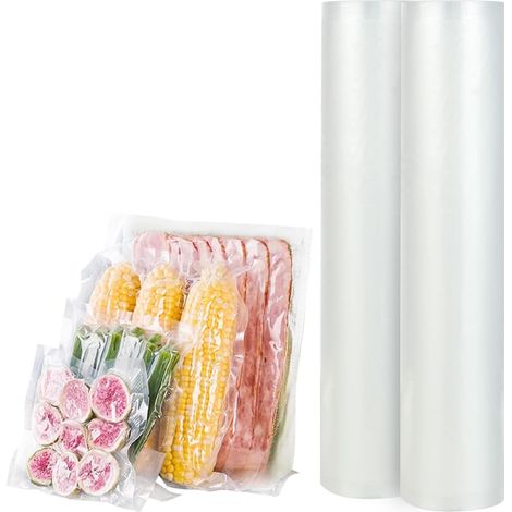 2 rouleaux 28x600 cm film sous vide alimentaire - Sac sous vide alimentaire, résistant à la chaleur, idéal pour la cuisson sous vide et la conservation longue durée. (1/5)