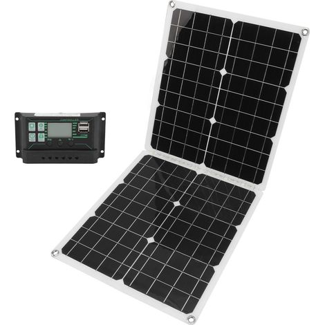 Panneau solaire monocristallin 50W pliable, chargeur portable pour camping et voyage avec contrôleur 100A (sans stockage, format extra-large) (1/5)