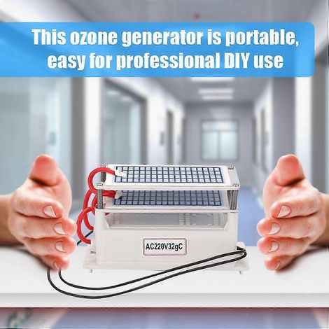 Générateur d'ozone portable 32 g/h, appareil de purification d'air avec filtre et élimination du formaldéhyde pour la maison et la voiture (1/4)