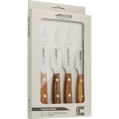 Archetti Serie Nordika - Set 4 Coltelli posate - Acciaio inox NITRUM - Lama de 100 mm - Impugnatura de legno di Ovengkol 100% naturale de foreste certificate FSC® - 100% imballaggio riciclato