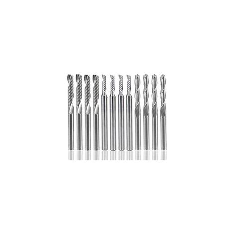 Fresa CNC AF-3-MillCutter12 a doppio tagliente/scorrevole per nylon/resina/ABS/acrilico/PVC/MDF/legno massello, confezione da 12 - Crezuo
