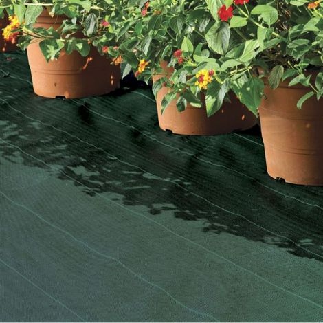 Toile de Paillage Contre Les Mauvais Herbes 100x1m en Fibres de Polypropylène Tissées Anti-UV 105g/m2, vert (1/3)