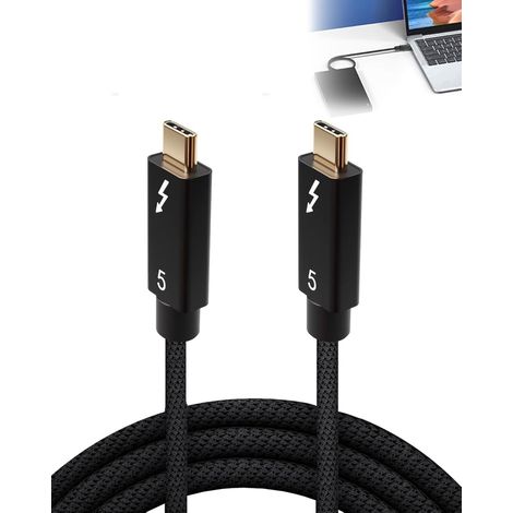 Thunderbolt 5 Câble Type-C, PD 240 W 5 A Charge rapide Prise en Charge Vidéo Simple 16K@30Hz et Double 6K/8K@60Hz pour Périphériques USB 4.0, USB-C, Mac, i-Mac, Laptop, PC et Smartphone, 1M (1/5)
