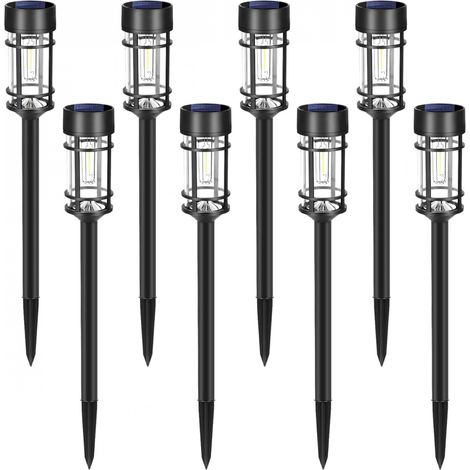 Lot de 8 lampes solaires extérieures, éclairage LED - Noir - Linxor (1/5)