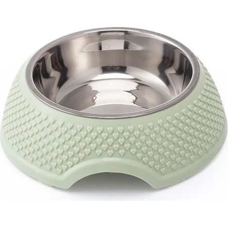 Bol pour animaux de compagnie chat bol de riz chat bol chien bol en plastique acier inoxydable anti-renversement grande capacité vert (1/5)