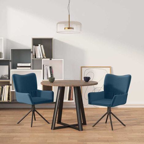vidaXL Sillas de comedor giratorias 2 uds terciopelo azul (1/5)