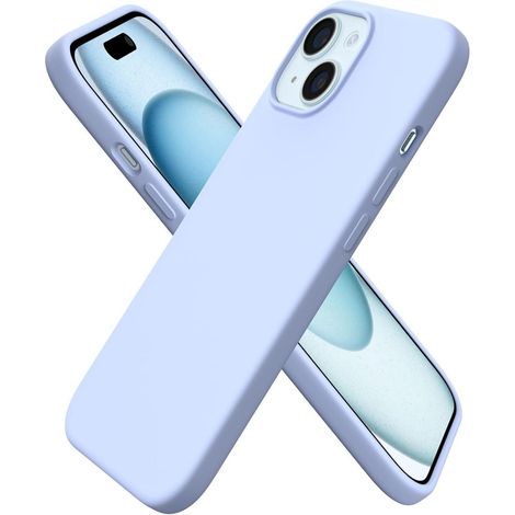Coque en silicone liquide pour iPhone 15 6,1 pouces, ultra-fine, anti-rayures, anti-chocs, bleu bébé (1/5)