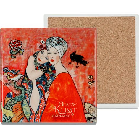 Carmani, posavasos cuadrado de cerámica para taza - Klimt/Friends (1/4)