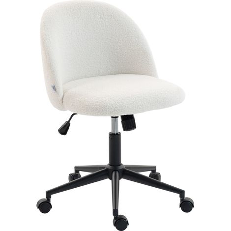 HOMCOM Desk Chair, Fluffy Swivel Office Chair for Makeup Vanity, Cream