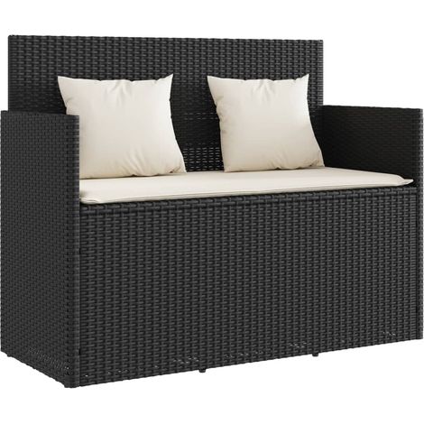 Panca da Giardino con Cuscini Nera in Polyrattan vidaXL (1/5)