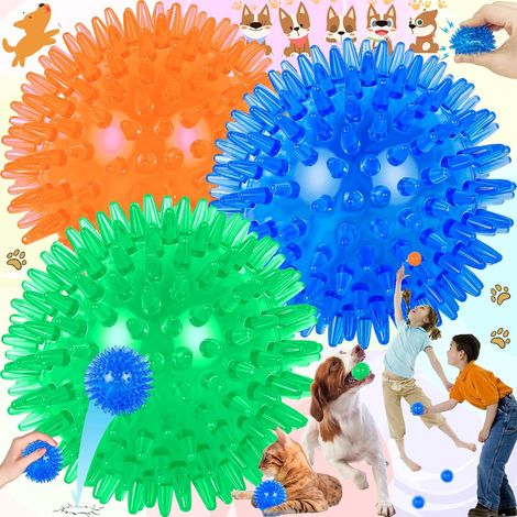 Set mit 3 quietschenden Kauspielzeugen für Hunde - Spitzball - Apportierspielzeug für Welpen - TPR-Gummi - Kauspielzeug gegen Langeweile, Zahnreinigung für kleine Hunde und (1/5)