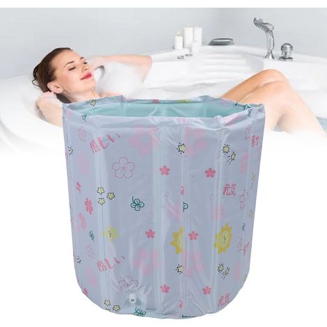 Faltbare Badewanne mit Lasche, universelles tragbares Badebecken mit 7-lagiger Isolierung, 70 x 66 cm, PVC und Netzgewebe (1/5)