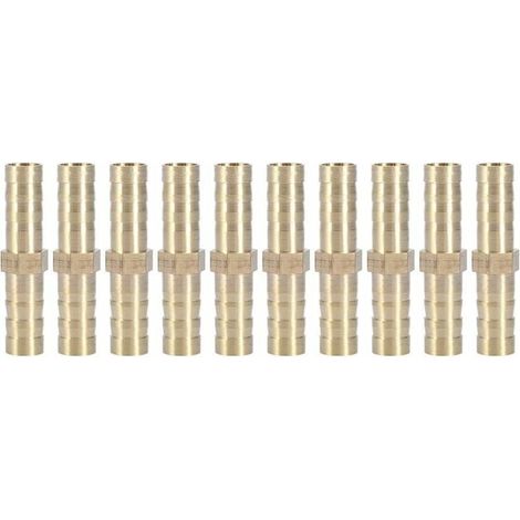 (6mm 10pcs) Raccord de Tuyau Barbelé à Deux Voies Raccord Droit en Laiton Connecteur de Tube Jonction 6/8/10/12/14/mm (1/5)