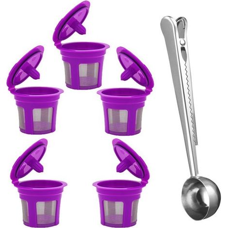 6 teiliges Set wiederbefüllbarer Kaffeefilter Kaffeefilter Kapselhalter Nachfüllbare Kaffeekapsel Filter Einfache Anwendung Wiederverwendbar Inkl (1/5)