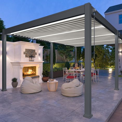 Pergola bioclimatica Ombréa VS autoportante 4x6M - Antracite/bianco
