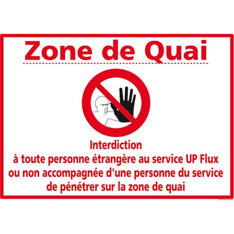 Panneau de signalisation Zone de quai (D0942) - Adhésif - 105 x 75 mm