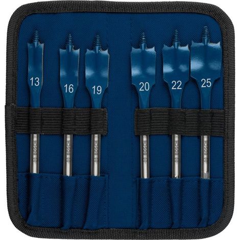 Bosch 6 Piece Self Cut Speed Flat Wood Drill Bit Hex Shank 13 - 25mm Blue Bits