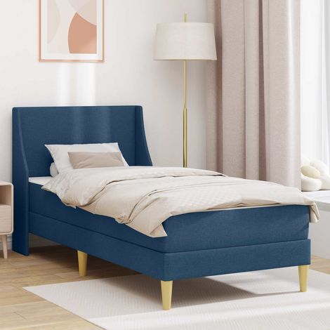 vidaXL Bettgestell mit Matratze mit Kopfteil Blau 80x 200 cm Polyester (1/5)
